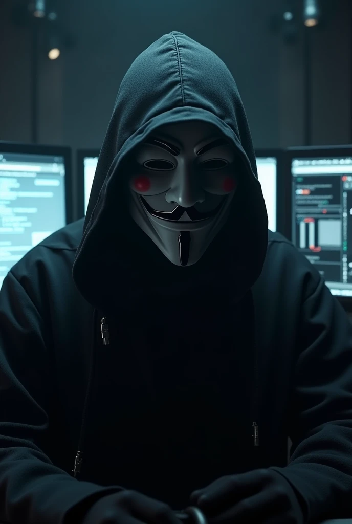 I make a mysterious person with a revenge mask hacker Anonymous