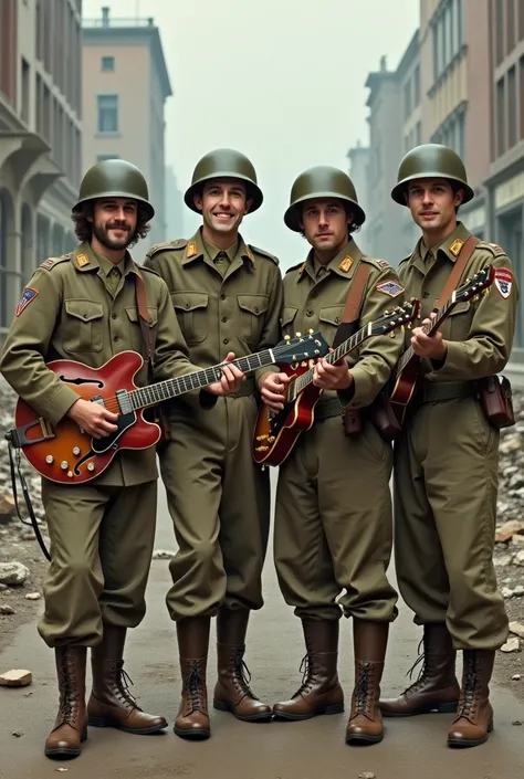 The beatles in american ww2 uniform