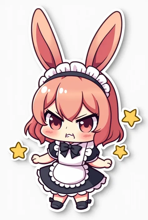 cute bunny eared maid angry face sticker