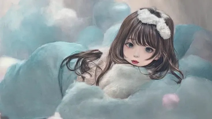 Fluffy。 illustration style 。Dreamy。