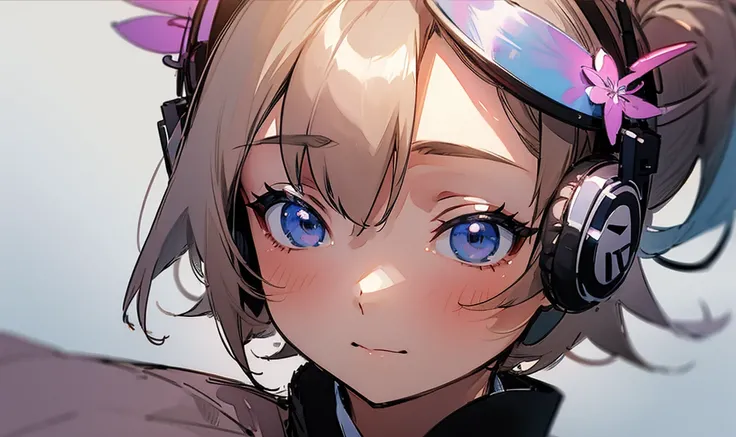 masterpiece,最 High Quality , super detailed, High definition background ,8k,there is nothing, High Quality ,Japanese manga style, sketch, Watercolor colors,[Girl wearing headphones]