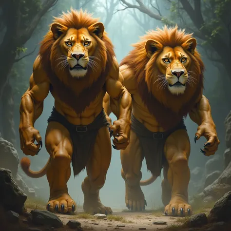 2 lion in man body



