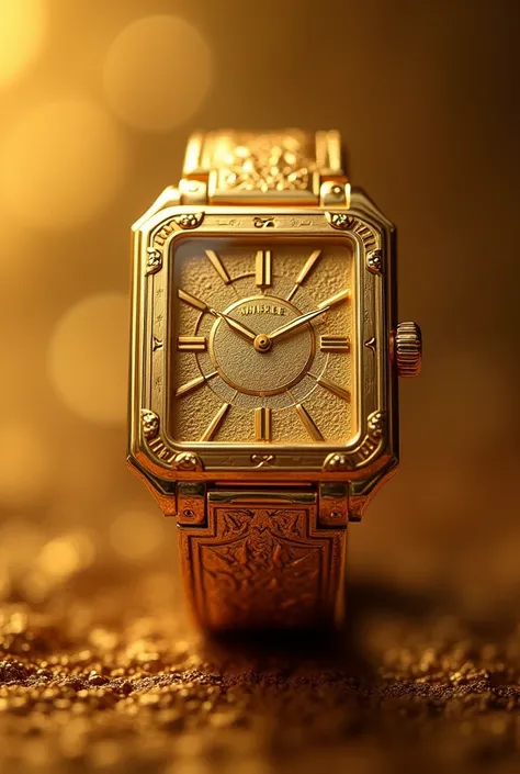 Square luxury pattern gold carved, featuring twelve direction hour marks, gold background.