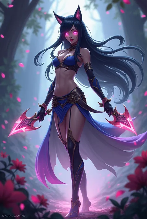 generate irelia with cat eyes and with riot game art style