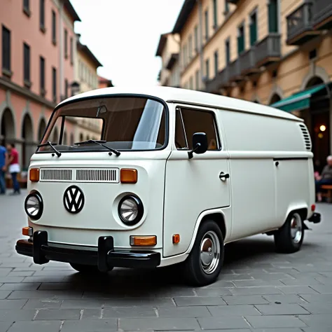 Volksvagem kombi , white, model 1994,  black and chrome wheels, black paraxoque ,  parked in the square