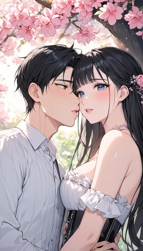 {{{{{a too young adolescent girl and handsome boy on the lovers field, A boy and a virgin having a loving kiss outdoors just the two of them, Handsome Boy holds and kisses his beloved virgin wife like a princess, Two people who kiss too well together, Ever...