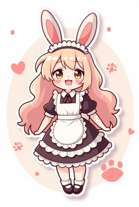 cute bunny eared maid happy face sticker