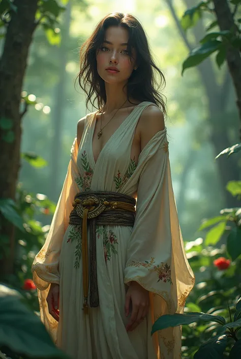 Image of a woman from the jungle in the jungle wearing anime robe