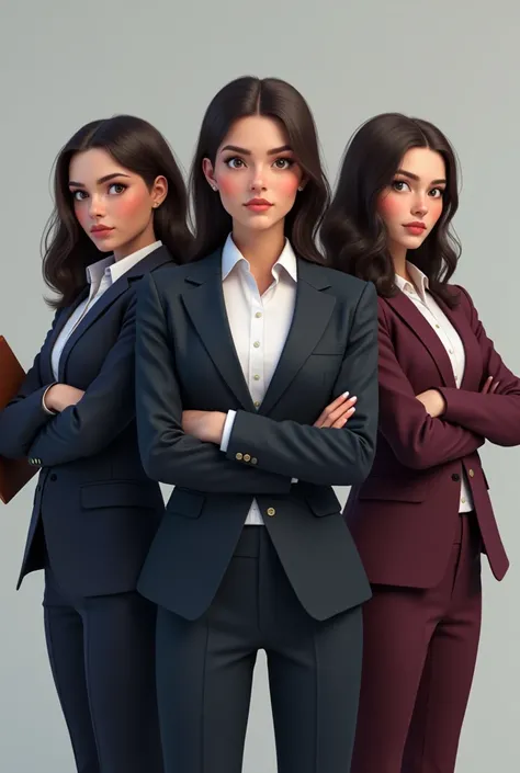 An image of 3 female teenagers,  dressed in suits as if they were presidents 
