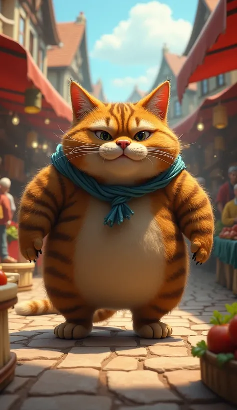 And so, Whiskers the fat cat became the town’s most notorious food thief. The townsfolk often spotted him prowling near the market, always on the lookout for his next daring heist. But despite his mischievous ways, they couldn’t stay mad at him for long, f...