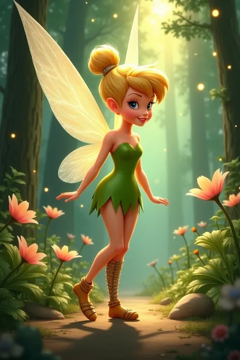 Tinkerbel wearing an orthosis on one foot