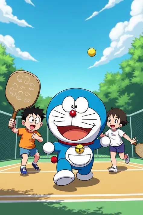 Jaian Doraemon Suneo Shizuka hits pickerball 