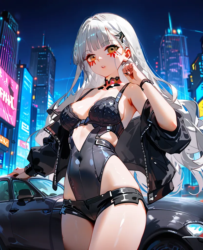 cyberpunk girls, pop costumes inspired by harajuku, bold colors and patterns, eye-catching accessories, trendy and innovative ha...