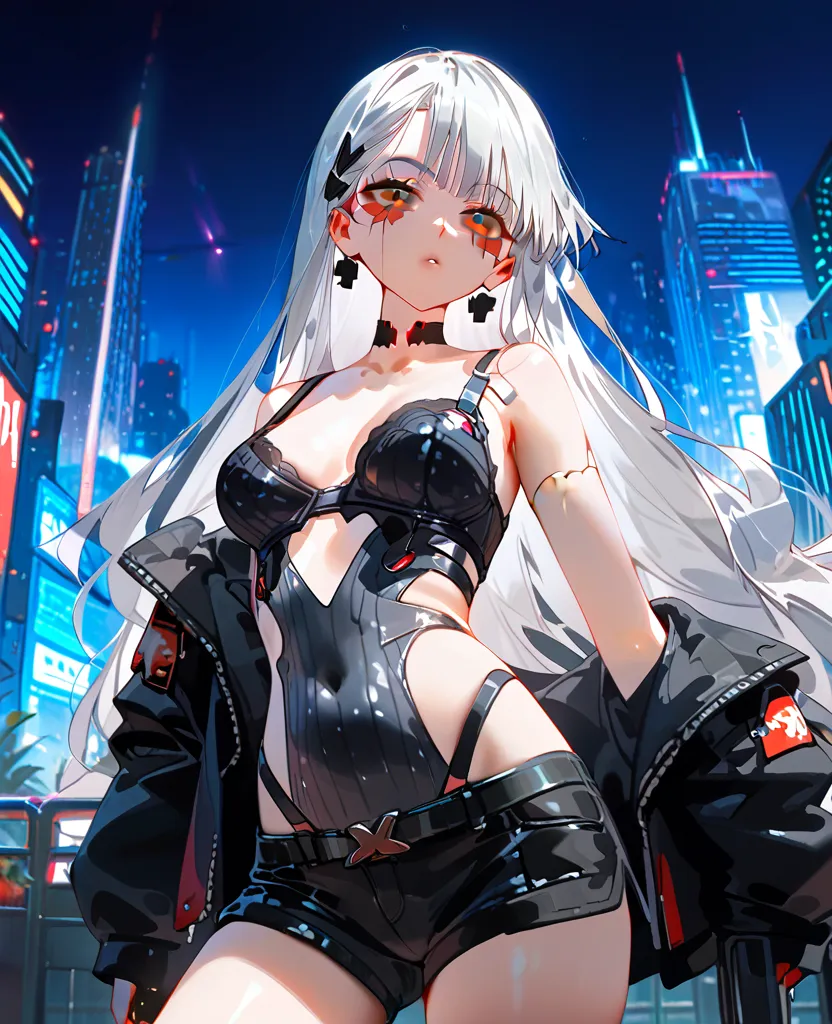 cyberpunk girls, pop costumes inspired by harajuku, bold colors and patterns, eye-catching accessories, trendy and innovative ha...