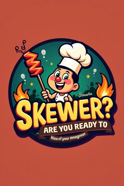 Create me a logo for a carrus service party project based on grilled skewers, which is going to be called Are You Ready to Skewer by the same owners of Pinchos Brujos CR