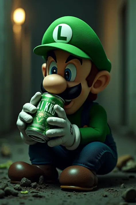 Black Luigi drinking 4 loko