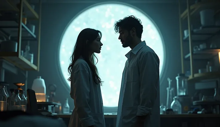 Alicia and Adam sharing a heartfelt conversation in the lab.
A symbolic representation of their bond strengthening against the backdrop of the portal.