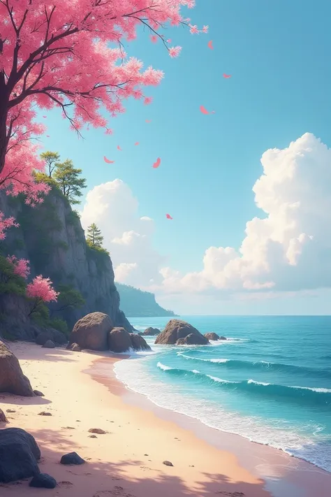 ((best quality)), ((masterpiece)), (detailed), ((landscape)) beach background for wedding, make the color more lighter and paster. Dont put rocks and trees and add more pink on it
