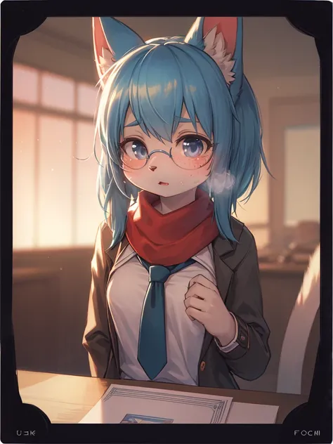 First Love , School cat girl, Cat Whiskers , winter school uniform, hide mouth by scarf , round glasses , Disarray tied hair , butter face , loose body , Freckles , ugly geek , steamy breath , winter , in the school , about to pee , A little leaked , (Sumi...