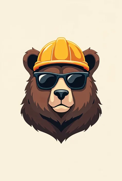 Create a logo for a real estate company that wears a bear with sunglasses and an engineers helmet