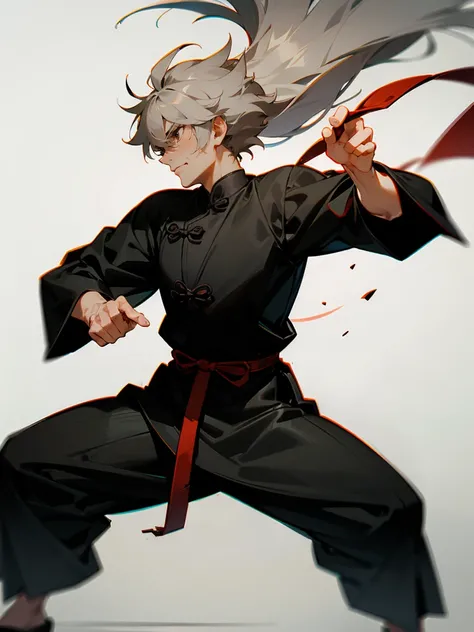 1male , Messy Hair , Grey Hair , Old Man , Wrinkles , Black Qi Pao , Taichi Clothing , Perfect Generation , Martial Arts Clothing , 