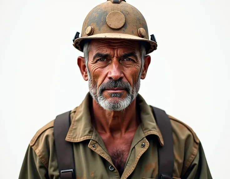  Construction worker  portrait ,  white background, realistic photography 