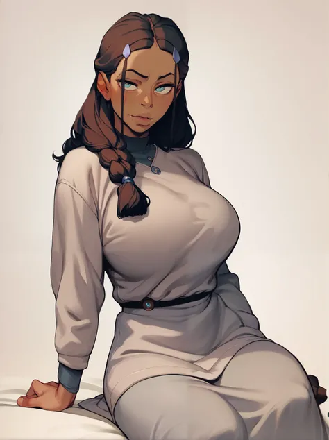 score_9, score_8_up,score_7_up, score_6_up, score_5_up, score_4_up, woman, best quality, highres, full shot, photoshoot, beautiful, soft lips, katara from avatar, (large breast), (((large winter dress))), (((large oversized clothing))) (((oversized clothes...