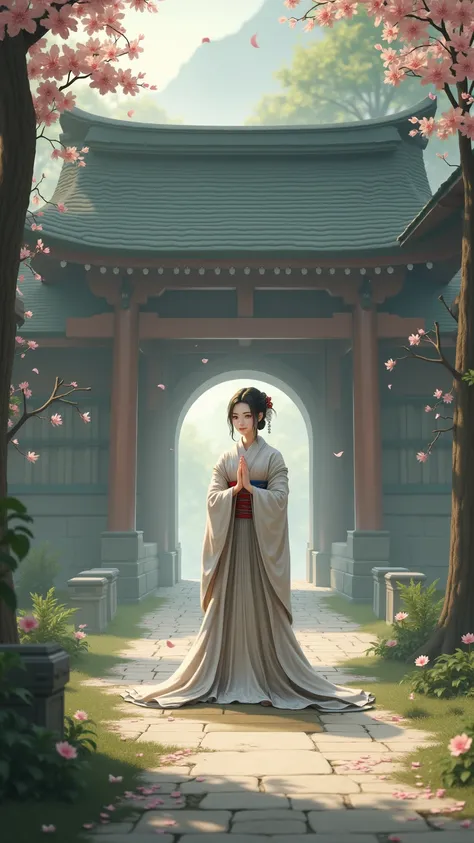 Healing、 spiritual、Shrine maiden、Shrine Background、 Japanese、