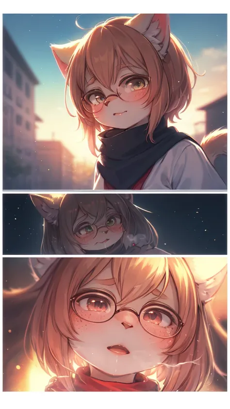 First Love , being Confessed , School cat girl, Cat Whiskers , winter school uniform, hide mouth by scarf , round glasses , Disarray tied hair , butter face , loose body , Freckles , ugly geek , steamy breath , winter , in the after school ground , (Sumilu...