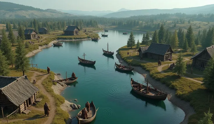  Create a small village in the United States ,  this village is populated by the Vikings ,  your cabins are made of very medieval logs, The place is dirty , POORLY CARED FOR,  around a large lake ,  Viking boats in the water ,  some Vikings scattered aroun...