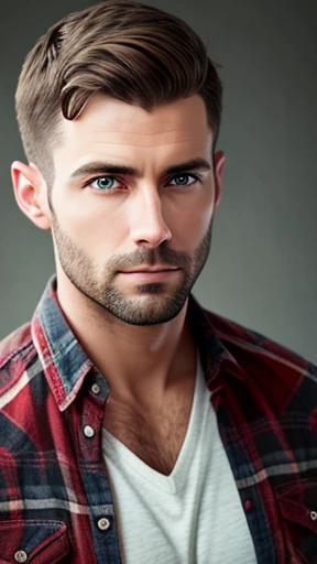 Realistic photo of an American man with short hair focusing on the face 