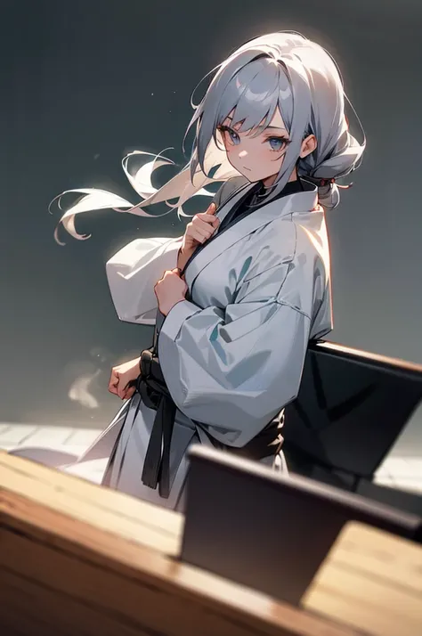 Young adult, Female, Dojo Background, Dark slate gray hair color