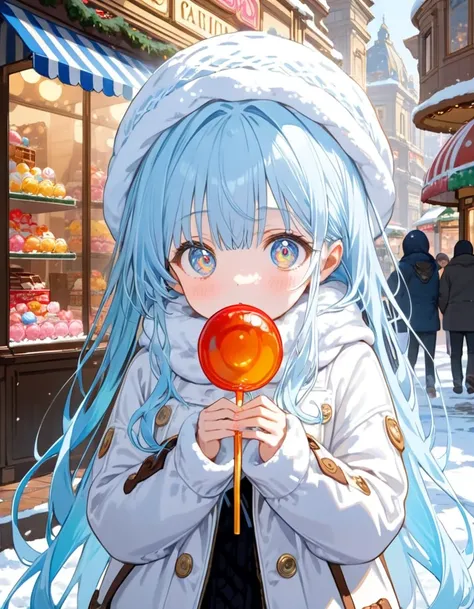  masterpiece, best quality, extremely detailed, (illustration, official art: 1.1), 1 girl, (((light blue long hair)))), ((( long hair))), light blue hair,, long hair ((blush)) , cute face, big eyes, masterpiece, best quality, (((a very delicate and beautif...