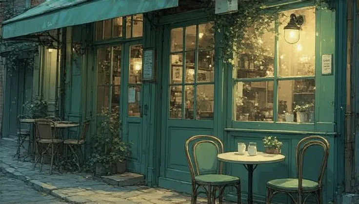 ((Anime:1.4,Illustration)),(masterpiece,  best quality,  best quality),(ultra-detailed,   absolute resolution  ),((16k, high res)), (((Have a cozy environment、A beautiful cafe at night))), ((Anime:1.4,Illustration)),(masterpiece,  best quality,  best quali...