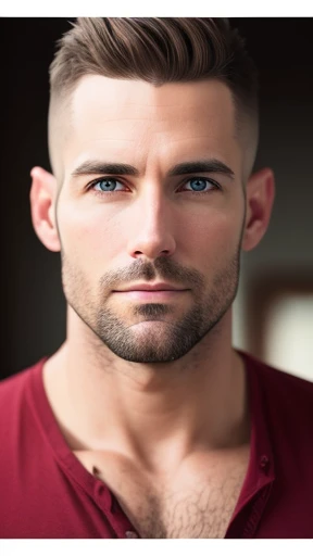 Realistic photo of an American man with short hair focusing on the face 