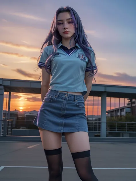 (1 lady), The beautiful, (Best quality at best:1.4), (ultra - detailed), (extremely detailed CG unified 16k), ((masterpiece)), ((best quality)), ((highres)), ((detailed background)), solo, gym woman body, natural lighting, sunset, (ichinose kotomi, amazing...