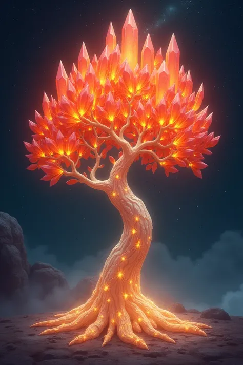  Create the Flaming Tree
 • Description :
 Draw a magic tree whose leaves look like small flames that never burn .
	 • Trunk :  It is made of a shiny crystal ,  with cracks that emanate a soft light .
	• Leaves :  Each leaf is shaped like a flame ,  with c...