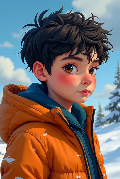 A close up of a young boy in a coat and hoodie,  concept art of a single boy , beeple e jeremiah ketner, ross drawings 2. 0, rossdraws vibrant cartoon, rossdraws 1. 0, inspired by miles johnston, ,  Epic Portrait Illustration , inspired by Cyril Rolando , ...