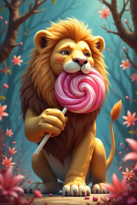 Lion with a lollipop 