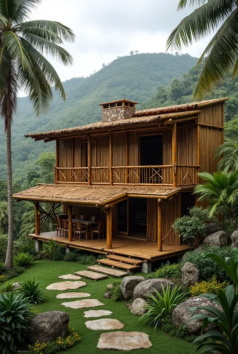 Bamboo house, Stone for Guatemala City 