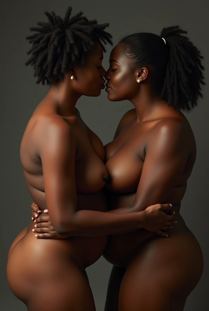 a completely naked voluptuous beautiful plus size black woman having sex with (a naked skinny white nerdy guy)  hyperrealistic, detailed face and body, high quality, 8k, photorealistic