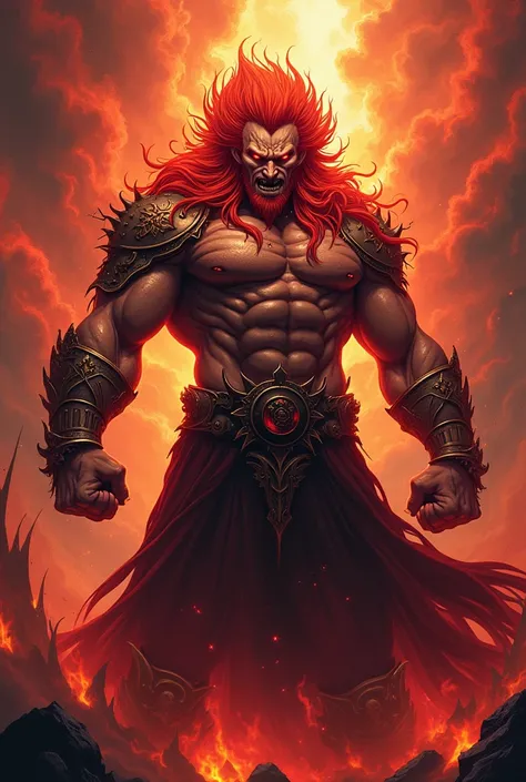 Male Rulers of Hell ,  red hair anime style
He looks ultra angry