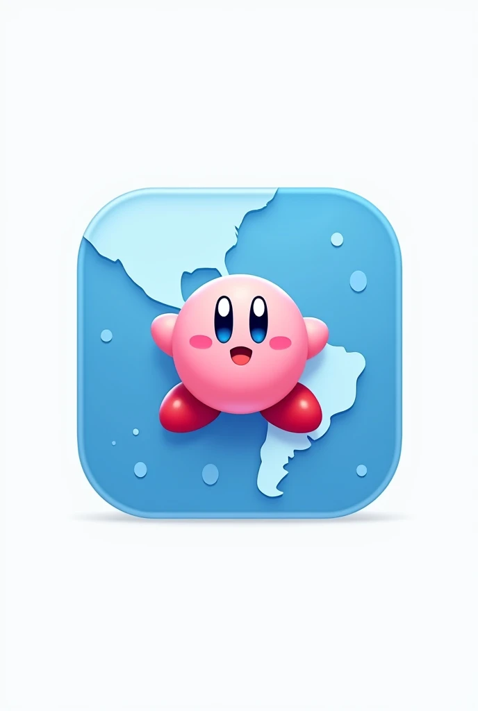 I want a logo for an informational social network that has to do with the American continent and preferably with blue tones and if possible with a Kirby in the background 
