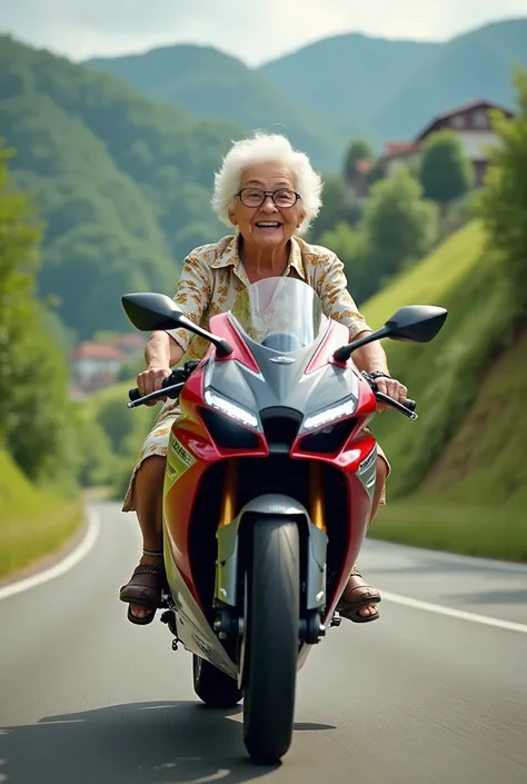 Show me a grandma riding a yamaha-yzf r125