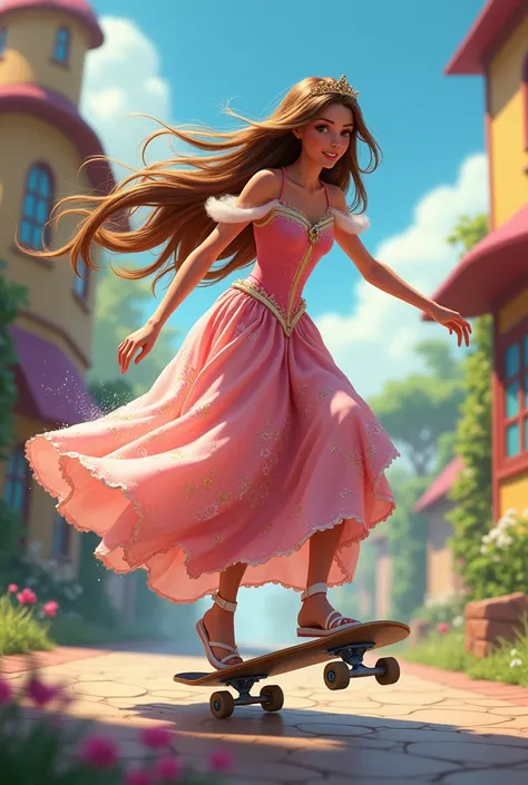 Skateboarder disney princess on boardslide