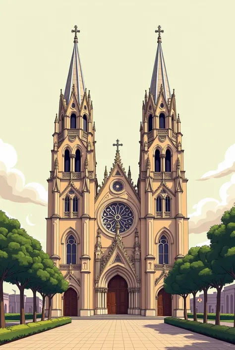  Creates an image of the basilica that is located in Paysandú,Uruguay, through the works of Xur Solar , , something that is very easy to draw and with neutral colors , something that is very elaborate but easy, I want a VERY EASY drawing  