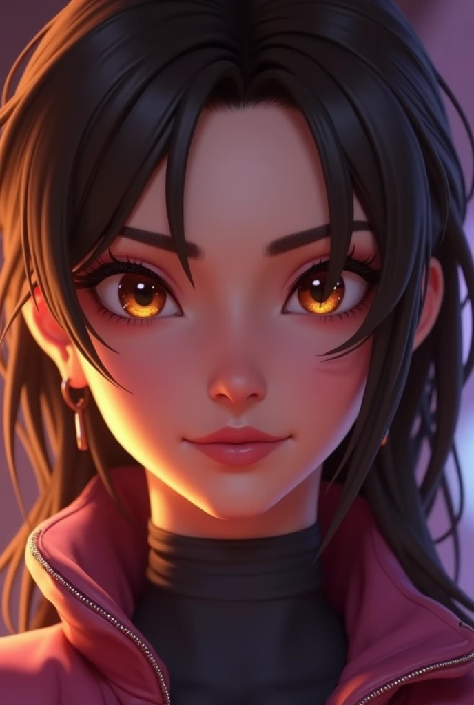 (masterpiece), (best quality), (intricate details), ((perfect bright amber eyes)), perfect pupils, sidelighting, shiny skin, ((focus on face)), deep shadow, (Dva from overwatch), brown hair, sly smirk, cinematic lighting, ray tracing, backlighting, ((super...