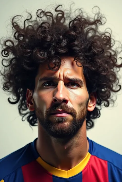 Messi with very curly hair 