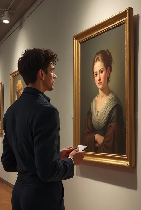 A person making an aesthetic judgment on a painting 