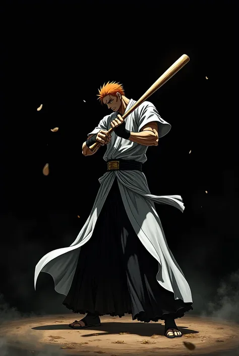 Kenpachi; Bleach; Shinigami; playing baseball; black background